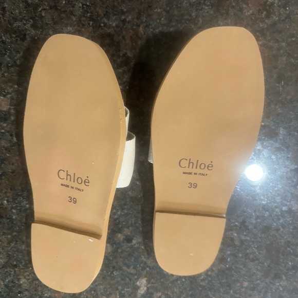 NEW Chloe Designer Woody Flat Logo Ribbon Slide Sandals Shoe Women 9B/39EU White - Picture 4 of 7
